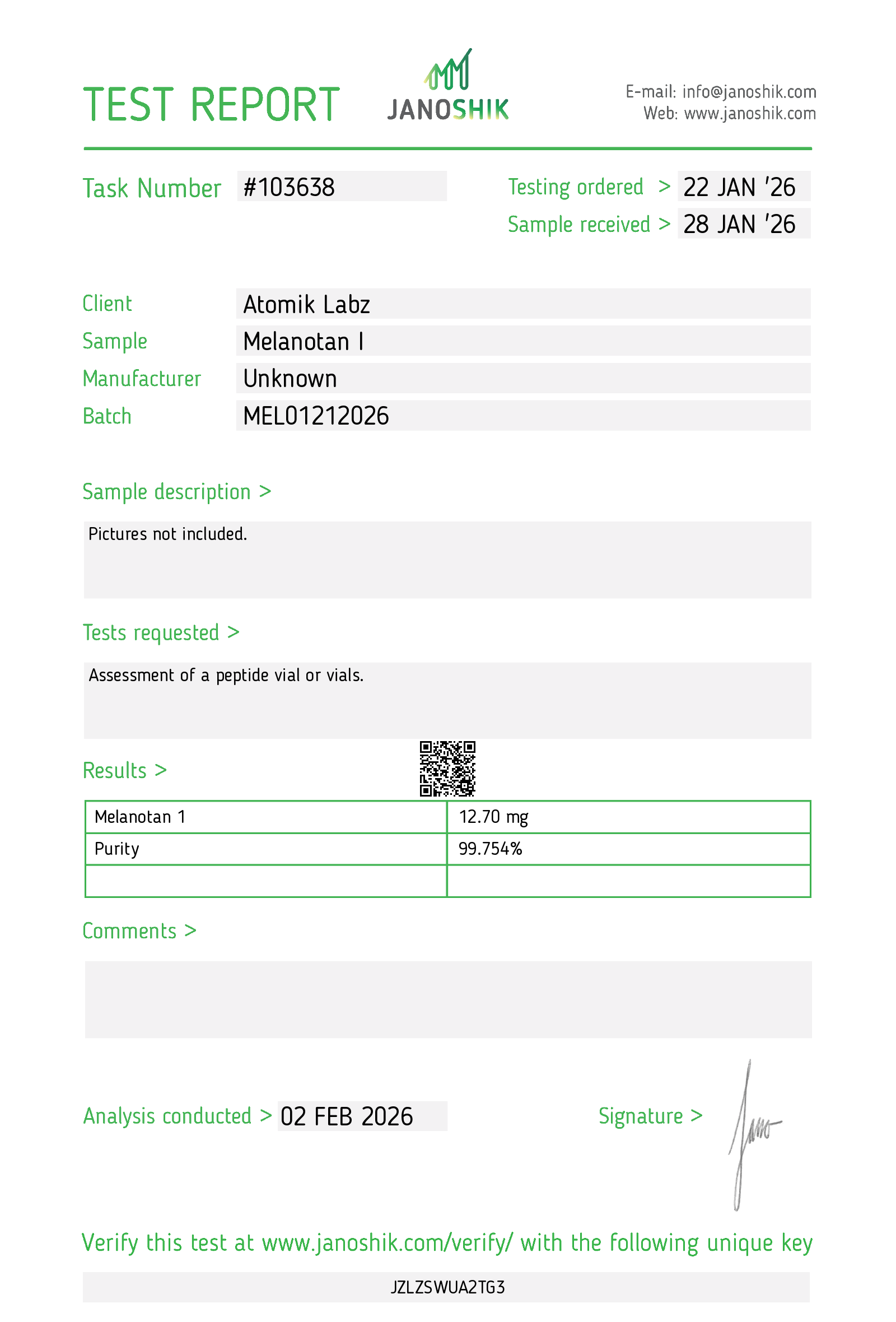 Melanotan I – 10mg (Current batch tested at 12mg) Melanotan I – 10mg (Current batch tested at 12mg)