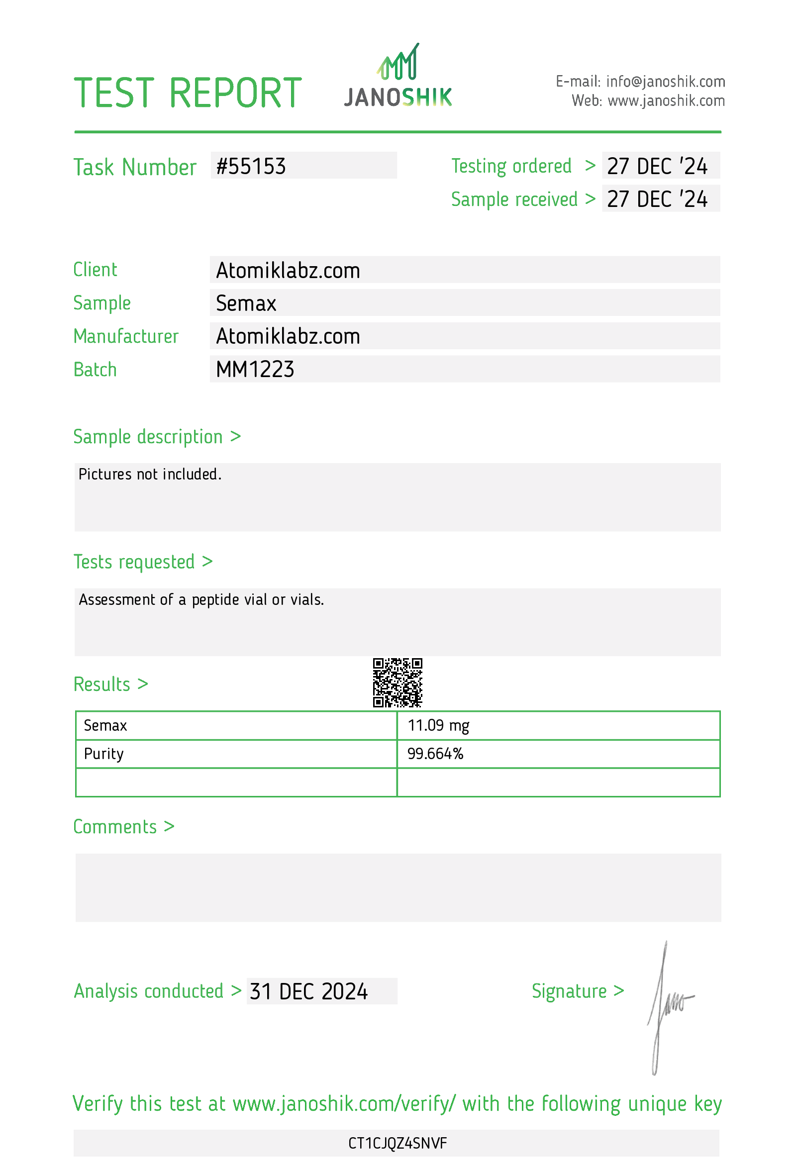 Semax – 10mg (Current batch tested at 12mg) Semax – 10mg (Current batch tested at 12mg)