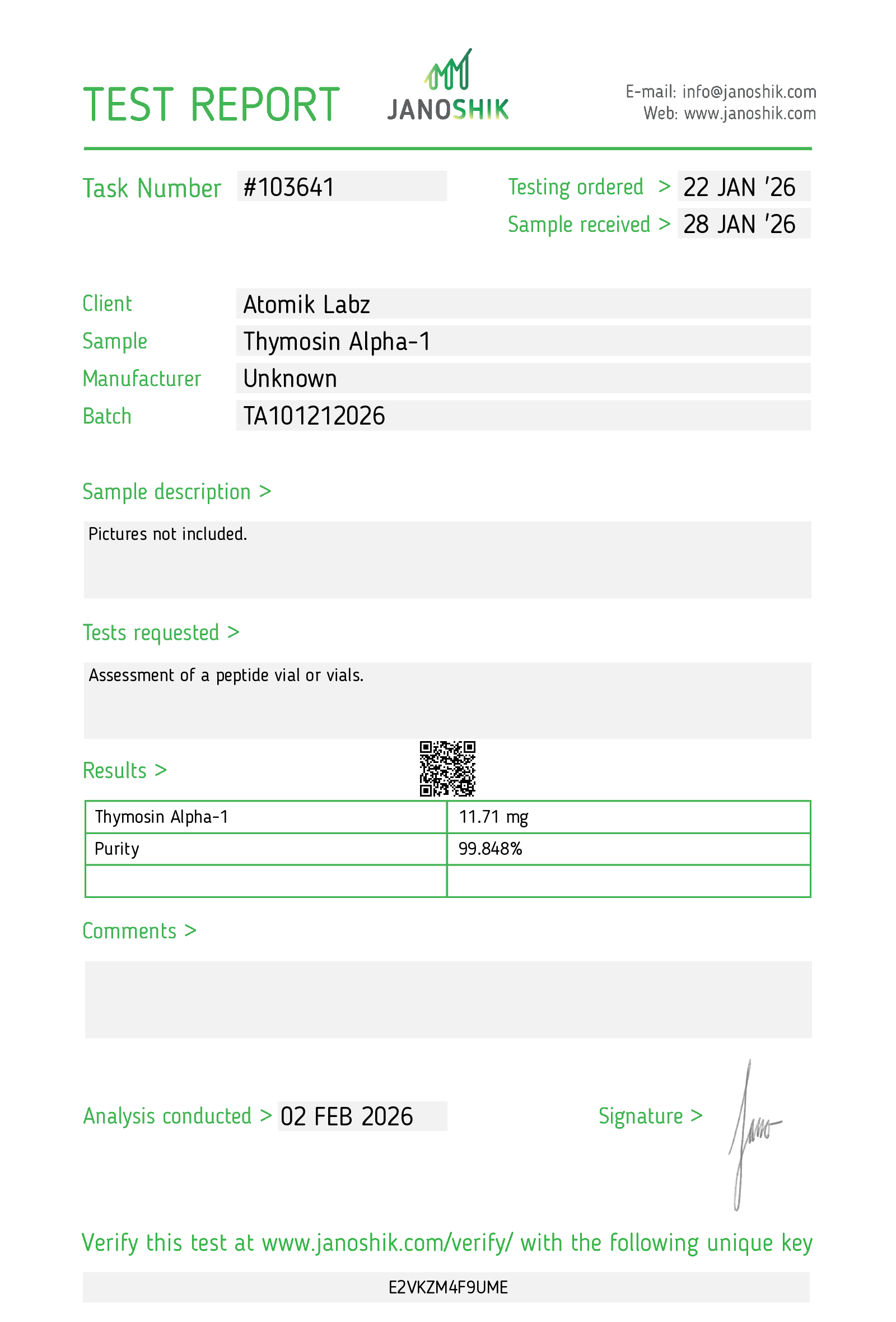 Thymosin Alpha 1 – 10mg Thymosin Alpha 1 – 10mg